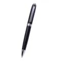 Zwarte metalen balpen, minimalistische business stijl draaibalpen met zilveren clip. - Mat zwart