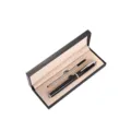 Black metal ballpoint pen set with gift box, elegant business office stationery supply. - Black Pen With Silver Clip / Single Pen Slot Box