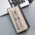 Business metal gift pen set with refill, black leatherette gift box for office supply - Silver-Tone Pen & Pen Box with 1 Refill
