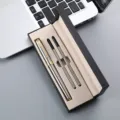 Metal business gift pen set with two refills in a black luxury gift box for daily office use. - Silver-Tone Pen & Pen Box with 2 Refills