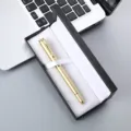 Gold ballpoint pen in black gift box, luxury business writing instrument set for corporate gifting. - Luxury Gold Pen + 041# Box