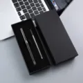 Ensemble de stylo à bille en métal noir avec boîte cadeau, outil d'écriture professionnel. - Boîte avec Recharge / Noir