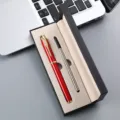 Business metal ballpoint pen gift set with refill, elegant red and gold office stationery. - Red Pen / Single Pen Slot Box