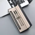 Metal Rollerball Pen Gift Box Set Business Signature Writing Pen with Two Refills - Double Pen Slot Box / Gray