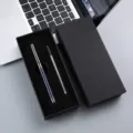 Set de stylo roller en metal avec boite cadeau et recharge pour usage de bureau - Boîte avec Recharge / Bleu