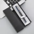 Pluma estilográfica de regalo empresarial con caja negra, diseño azul Morandi moderno. - Paquete de Caja de Tapa y Base / Azul Morandi