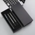 Metal signature pen gift set with gift box, business office ballpoint pen and refills. - Morandi Blue Pen + Paper Box with Two Refills