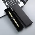 Gold metal signature pen gift box set with ribbed texture, elegant business gift pen. - Lid and Base Paper Box / Gold