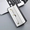 White metal business gift pen set with elegant black presentation box for office use - White Pen with 042# Pen Box