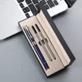 Luxury metal ballpoint pen set with gift box and two refills for business gifts. - Sapphire Blue Pen with Two Refills and Pen Box