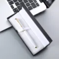 Business metal gift pen set in elegant white and gold, ideal for corporate gifts and events. - White Pen with 041# Pen Box