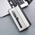 Black metal ballpoint pen in elegant gift box business promotional stationery item. - Black Pen with Silver Clip + 042# Pen Box