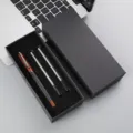 Morandi color metal signature pen gift set with extra refills in black box for office use. - Morandi Orange Pen + Paper Box with Two Refills