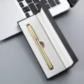 Luxury metal rollerball pen gift set with stylish gold barrel and premium black storage box. - 042# Box / Gold