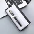 Black and gold metal business gift pen set with elegant presentation box for corporate giving. - Black Pen with Gold Clip & 041# Pen Box