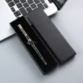 Black and gold metal gift pen set in luxury textured box with velvet lining for business. - Black Pen with Gold Clip + Detachable Lid Pen Box