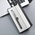 Metal ballpoint pen gift set with black box and silver barrel for business office. - 042# Box / Silver and Gunmetal