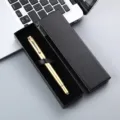 Luxury gold metal ballpoint pen in black gift box, elegant business gift pen for office use. - Luxury Gold Pen with Lid and Base Box