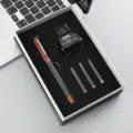 Set de regalo de pluma estilográfica de negocios con tinta y cartuchos estilo Morandi. - Paquete de Caja de Botella de Tinta / Naranja Morandi