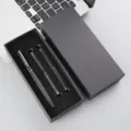 Pluma estilográfica negra set de regalo empresarial con caja de lujo y cartuchos tinta. - Paquete de Caja de Recambio de Tinta / Negro Morandi
