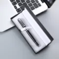 Business gift pen set, black metal rollerball pen with elegant presentation box for office. - Black Pen with Silver Clip and Box #041