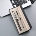 Luxury metal signature pen gift set with refill in elegant black box for business use. - Single Pen Slot Box / Silver and Gunmetal