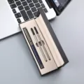 Coffret stylo bille en metal avec boite cadeau elegante, stylo de bureau et recharges. - Boîte à Double Stylo / Bleu