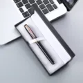 Black and rose gold metal signature pen in elegant gift box, perfect for business gifts. - Black Pen with Rose Gold Trim + 041# Box