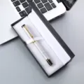 Stylo à bille en métal de luxe avec motif de dragon chinois dans un coffret cadeau noir - 041# Boîte / Argent