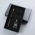 Zakelijke cadeau vulpen set met inktfles, cartridges en zwarte luxe geschenkdoos. - 0.7mm / Set maat 10 in zwart