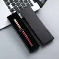 Bolígrafo de regalo de metal rojo con caja negra elegante herramienta de escritura de oficina - Bolígrafo rojo encanto con caja de dos piezas