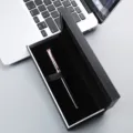 Elegant metal ballpoint pen set with black gift box, ideal for business office daily use. - Black Pen with Rose Gold Trim + 073 Box