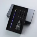 Luxe vulpen cadeauprijzen set met blauwe metalen behuizing, inktpatronen en zwarte inktfles. - 0.7mm / Set maat 9 in blauw