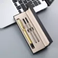 Luxe style chinois dragon stylo plume coffret cadeau avec deux recharges de bureau. - Boîte à Double Stylo / Or Métallique