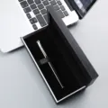 Metal signature pen set in black gift box for business office and corporate promotion use. - Black Pen with Silver Trim + 073# Box