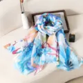 Women digital print floral scarf summer spring lightweight sun protection beach shawl - Style 9