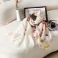 Women floral digital print lightweight summer scarf elegant beach shawl wrap soft - Style 17