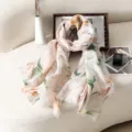 Women digital printed floral scarf fringe lightweight sun protection shawl wrap for travel. - Style 18