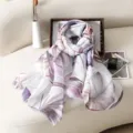 Women Spring Summer Floral Print Fringed Scarf Soft Lightweight Sunscreen Shawl Wrap - Style 20