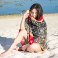 Sciarpa da spiaggia stile etnico donna grande scialle estivo stampa floreale protezione solare - Fantasia 9