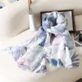 Elegant digital print floral women scarf fringe sun protection shawl for spring summer travel - Style 21