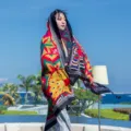 Grande foulard da spiaggia etnico e scialle colorato per donna, stampa geometrica, vacanze. - Colore 12