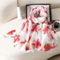 Women spring summer floral print scarf fashion botanical shawl casual sunscreen beach silk wrap - Style 2