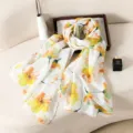 Women floral printed lightweight summer scarf with fringe detail for daily sun protection - Style 1