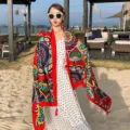 Large ethnic style print silk scarf shawl shawl for women summer beach vacation travel sun protection. - 176