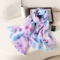 Floral print summer scarf lightweight botanical sun protection shawl women elegant neck wrap - Style 5