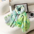 Women spring summer green leaf print scarf fashion casual sun protection shawl wrap 1pc - Style 11