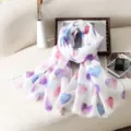 Women's spring summer watercolor heart print scarf soft fashion fringe shawl sunscreen. - Style 12