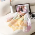 Women gradient printed scarf lightweight sun protection shawl summer fashion silk scarf - Style 13