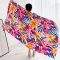 Colorful floral print women shawl scarf, lightweight cotton linen fabric, ideal for summer sun protection. - L270